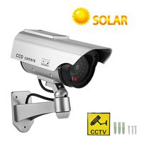 YSUCAU Solar Powered Bullet Dummy Fake Camera Surveillance Security CCTV Dome Camera with Flashing Red LED Light & Warning Security Alert Sticker Decals Outdoor/Indoor Use (1 Pack)