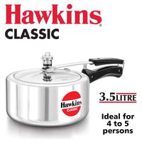 Hawkins CL35 Aluminum Pressure Cooker, 3.5 Litre, Silver