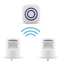 Xcellent Global Wireless Driveway Alert Infrared Sensor Home Security Door Bell Alarm with 1 Plug-in Receiver and 2 PIR Motion Sensor Detector and 38-Ringtones HG214S