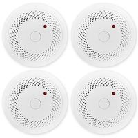 4 Pack Battery Operated Smoke Detector & Fire Alarm with Photoelectric Sensor,Easy to Install with Test Button
