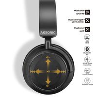 Hybrid Active Noise Cancelling Headphones with Touch Control, AKSONIC Bluetooth Over Ear Stereo HiFi Headset with Microphone & Proximity Sensor, aptX LL HD, Comfortable Earpads for Work Travel Flight