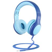 (2019 New) Kids Headphones, Volume Limited Hearing Protection Wired Headphone, Audio Sharing Function, Kids Friendly, Tangle-Free Cord, School On-Ear Headphones for Children, Girl, Boy (Blue)