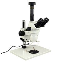 OMAX 6.7X-45X Zoom Trinocular Stereo Microscope + 54 LED Ring Light + 1.3MP Camera