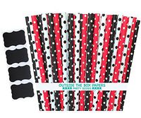 Outside the Box Papers Ladybug Theme Polka Dot Paper Straws 7.75 Inches 75 Pack Black, Red, White