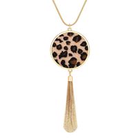 PHALIN Long Necklace for Women Leopard Quatrefoil Pendant Necklace Bohemia Fringe Tassel Necklaces Y Chain Necklace Fashion Jewelry (B Leopard Disc)