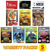 Variety Pack (5 Caps) Male Performance, Energy, Enhancement, and Endurance Bundle with Booklet