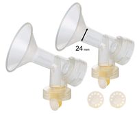 2X One-Piece Breastshields, Valves, Membranes to Replace Medela Pump Parts, Incl. Pump in Style, Lactina, Symphony, Swing; 24 mm Standard breastshields; Made by Maymom