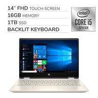 HP Pavilion x360 2-in-1 2019 Premium 14'' FHD Touch Screen Laptop Notebook Computer,Intel 4-Core i5-10210U 1.60 GHz, 16GB RAM,1TB SSD,Backlit Keyboard,No DVD,Wi-Fi,Bluetooth,Webcam,HDMI,Win 10