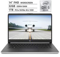 2019 Newest HP Notebook 14" FHD IPS Micro-Edge Laptop, 10th Gen Intel Core i5-1035G1 Powerful Processor up to 3.60GHz, 32GB RAM, 1TB PCIe NVMe M.2 SSD, Wireless-AC, Bluetooth, Windows 10, Silver