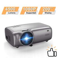 Mini Projector, Native 1080P HD Video Projector, Portable Movie Projector with 4500 Lumen LED & 200" Projection Size Compatible for HDMI / VGA / USB / SD / AV PS4 TV Box Phone PS4 TV Stick