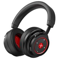 Picun 40 Hours Bluetooth Headphones Surround EQ bass Wireless Headphones, CSR Immersive HiFi Stereo Over Ear Headphones, Soft Protein Earpad, Stainless Steel Slider, w/Mic, Wired Mode for PC/Phone-Red