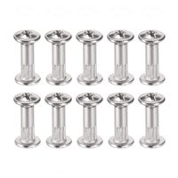 uxcell Round Cross Head Screw Post Binding Leather Fastener Fit for 5mm Hole Dia, Male M4x8mm, Female M4 x 16mm, Nickel Plated 10 Sets