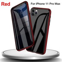 seelive Magnetic Case for iPhone 11 Pro Max Magnetic Adsorption Anti-peep Phone Case Metal Frame Tempered Glass Case Film Prevent Voyeurism Magnetic Case for iPhone