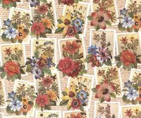 Roses, Daisies, Poppies Rolled Gift Wrap Paper 2 Sheets 27 in x 37 in