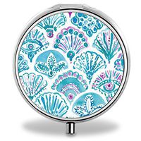 Omniscient Mermaid Pill Case, Round Stainless Drug Organizer Container Medicine Cover for Pocket Daily&Weekly