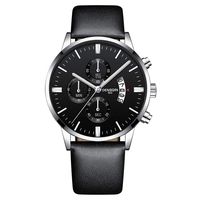 Men Watches,Fxbar Luxury Quartz Sport Military Stainless Steel Dial Leather Band Wrist Watch Business Automatic Watch (F)