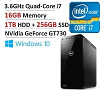 Dell XPS 8920 Desktop Intel Quad-Core i7-770016GB DDR4, 256GB SSD + 1TB HDD, NVidia GeForce GT730 Windows 10 (Certified Refurbished)
