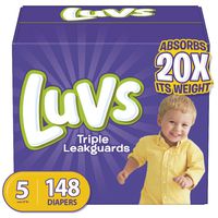 Diapers Size 5, 148 Count - Luvs Triple Leakguards Disposable Baby Diapers, ONE MONTH SUPPLY (Packaging May Vary)