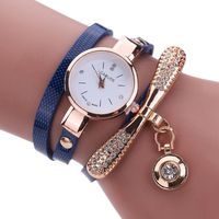 InKach Women Leather Rhinestone Analog Quartz Wrist Watches Sport Watch Gift (Dark Blue)