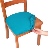 smiry Stretch Spandex Jacquard Dining Room Chair Seat Covers, Removable Washable Anti-Dust Dinning Upholstered Chair Seat Cushion Slipcovers - Set of 2, Peacock Blue