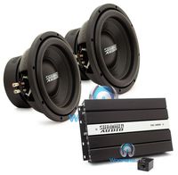 pkg Pair of Sundown Audio E-10 V.3 D4 10" 500W RMS Dual 4-Ohm EV.3 Series Subwoofers with Sundown Audio SAE-1000D v2 Monoblock 1000W RMS Digital Class D Amplifier