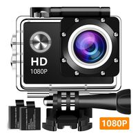 Oaixmn Action Camera 16MP 1080P Underwater Photography Cameras 140 Degree Ultra Wide Angle Lens with 2 Pcs Rechargeable Batteries and Mounting Accessories Kits - Black02