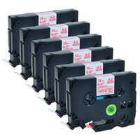 GREENCYCLE Replacement Label Tape Compatible for Brother Tze232 Tze-232 Tz-232 Red on White 12mm Label Maker Pack of 6