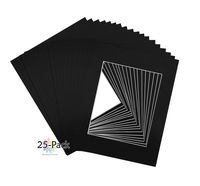 Mat Board Center, Pack of 25, 11x14 Black Colors Picture Mats for 8x10 Photos White Core