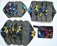 13pcs Set 1pc Mini Wet Bag + 12pcs Charcoal Bamboo Mama Cloth/Menstrual Pads/Reusable Sanitary Pads