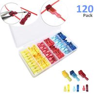 Upgraded 120 PCS T-Tap Wire Connectors, Self-Stripping Quick Splice Electrical Wire Terminals, Insulated Male Quick Disconnect Spade Terminals Assortment Kit with Storage Case-60 Pairs