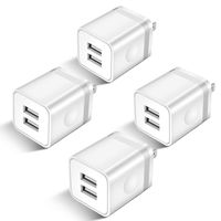 STELECH USB Wall Charger, 4-Pack 2.1Amp 2-Port USB Plug Cube Power Adapter Charger Block Compatible with Phone Xs Max/Xs/XR/X/8/7/6 Plus/5S, Samsung, LG, Moto, Nokia, Kindle, Android Phone -Upgraded