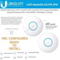 UniFi nanoHD UAP-nanoHD-US PRE-CONFIGURED Compact Dual Band Wave2 Enterprise Wi-Fi 4x4 MIMO 1730 Mbps (2Pack)