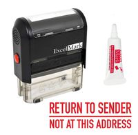 ExcelMark Return to Sender NOT at This Address Self Inking Rubber Stamp - Red Ink (A2359) - Large Size (Stamp Plus 5cc Refill Ink)