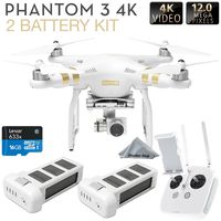 DJI Phantom 3 4K Quadcopter Aircraft with 3-Axis Gimbal and 4k Camera Dual Battery Kit