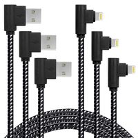 Made for The Game Connecting Cable, [3-Pack] 6ft 90 Degree Durable and Fast Charging Cable Compatible with iPhone Xs Max/XS/XR/7/7Plus/X/8/8Plus/6S/6S Plus/SE (6ft, Black White)