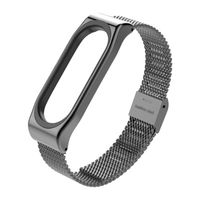 New Mijobs Mi Band 3 Strap Metal Bracelet for Xiaomi Mi Band 3 Screwless Stainless Steel Bracelet Wristbands Replace Accessories (Black)