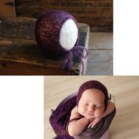 Newborn Mohair Bonnet, Photography Prop (Eggplant)