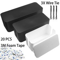 3 Sets Large Cable Management Boxes Organizer with Non-Slip Pads - Black/White,Cover & Hide Power Strips, Adapters, Device Chargers, Ethernet, Computer & USB Cables & Cords & Surge Protector