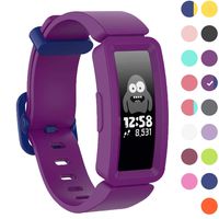 GVFM Compatible with Fitbit Ace 2 Bands for Kids 6+, Soft Silicone Bracelet Accessories Sport Strap Girls Wristbands Compatible for Fitbit Inspire HR & Ace 2 (Grape (Blue Fastener Ring))