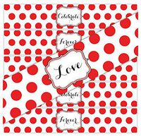 24 Large Dots Waterproof Water Bottle Stickers | Celebrate, Love, Forever | 8 of Each Phrase (Red)