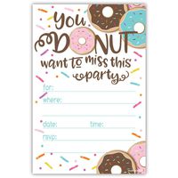 Donut Party Invitations with Envelopes (20 Count)