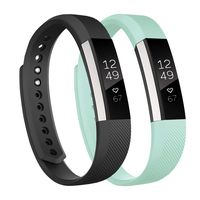 Fundro Replacement Bands Compatible with Fitbit Alta Bands and Alta HR Band, Newest Sport Strap Wristband with Secure Buckle for Women Men Boys Girls, 2- Pack(#A Black+Teal, Large)