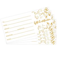 Gold Foil Gift Certificates 25pcs Blank Gift Certificate Cards with Envelopes for Business Spa Restaurants and Salon
