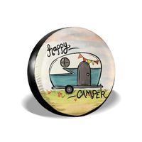 HAINANBOY Happy Camper Spare Tire Covers Potable Corrosion Wheel Covers Weather-Proof for Jeep Trailer RV SUV Truck Camper Travel Trailer Accessories 14 15 16 17 Inch