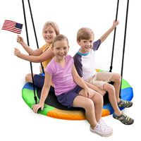 Juegoal 40 Inch Saucer Tree Swing, Large Rope Swing with Children Swing Platform Bonus Carabiner for Hanging Rope Outdoor