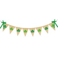 Glitter Shamrock Garland Banner Burlap | Rustic St. Patrick's Day Shamrock Garland | St. Patrick's Day Decorations | Shamrock Clover Garland Banner | Irish Lucky Day Home Outdoor Hanging Decor