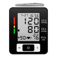 Digital Wrist Blood Pressure Monitor Automatic Heart Rate Detection Heartbeat BP Monitor Large LCD Display Portable Case for Home Use