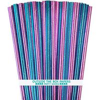Gender Reveal Foil Paper Straws - Pink Blue - 7.75 Inches - 100 Pack