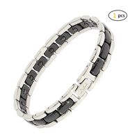Dofash Titanium Magnetic Therapy Bracelet Pain Relief for Arthritis and Carpal Tunnel (White and Gun-Color)