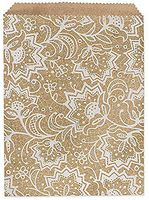 Made in USA 125-Count Party Favor Lace Print Kraft Paper Flat Merchandise Bags (8.5" X 11")